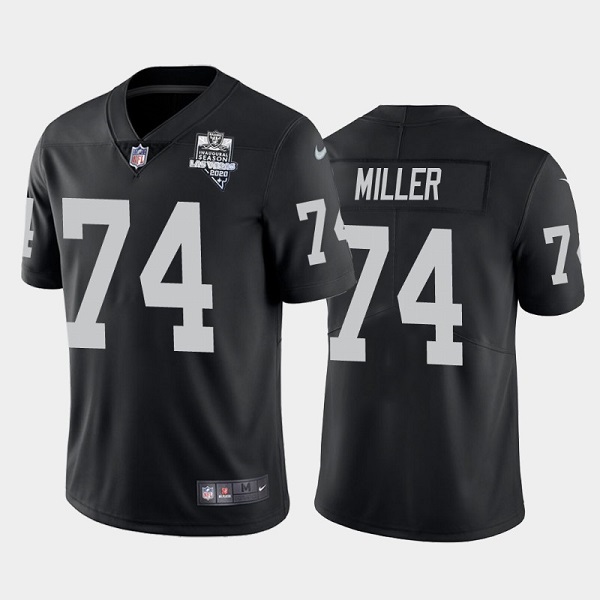 Men's Las Vegas Raiders #74 Kolton Miller Black NFL 2020 Inaugural Season Vapor Limited Stitched Jersey
